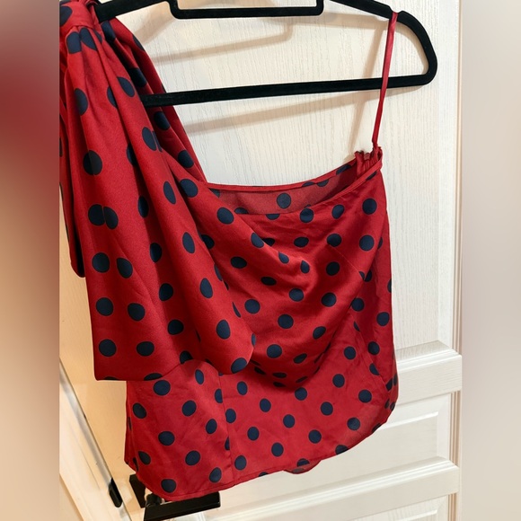 Anthropologie Red and Black Polka Dot Top - Picture 2 of 4